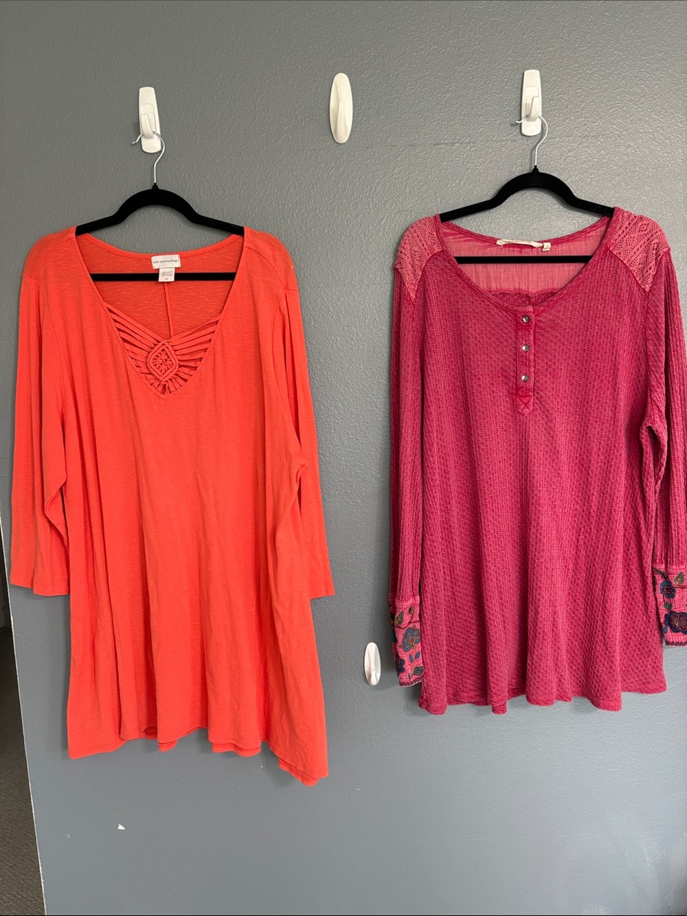 Lot of 2 tops by Soft Surroundings - 1 Coral, 1 Dark Pink Size XXXL